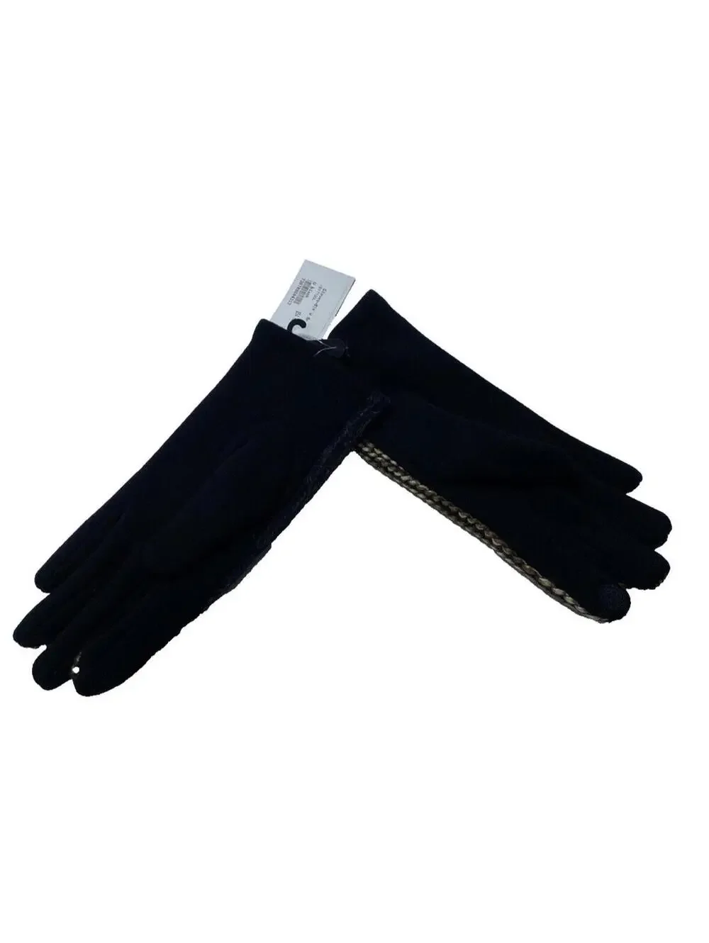 Women’s Touchscreen Winter Gloves Black Knit Modern Mittens Brand New
